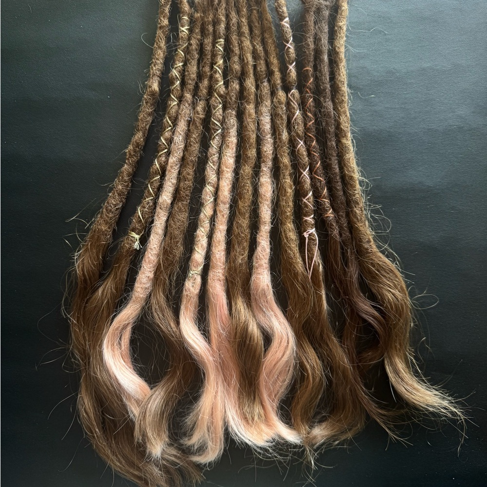 Brown with Pink Ombre Dreadlock Extension Pack - Women Hair Wigs & Extensions